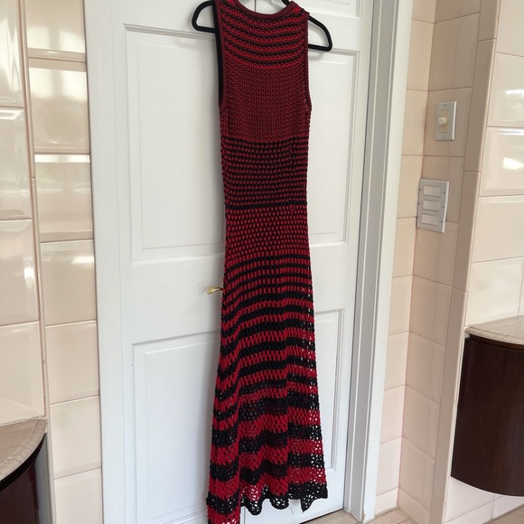 Zara Red and Black Striped Crochet Maxi Dress - Picture 12 of 16